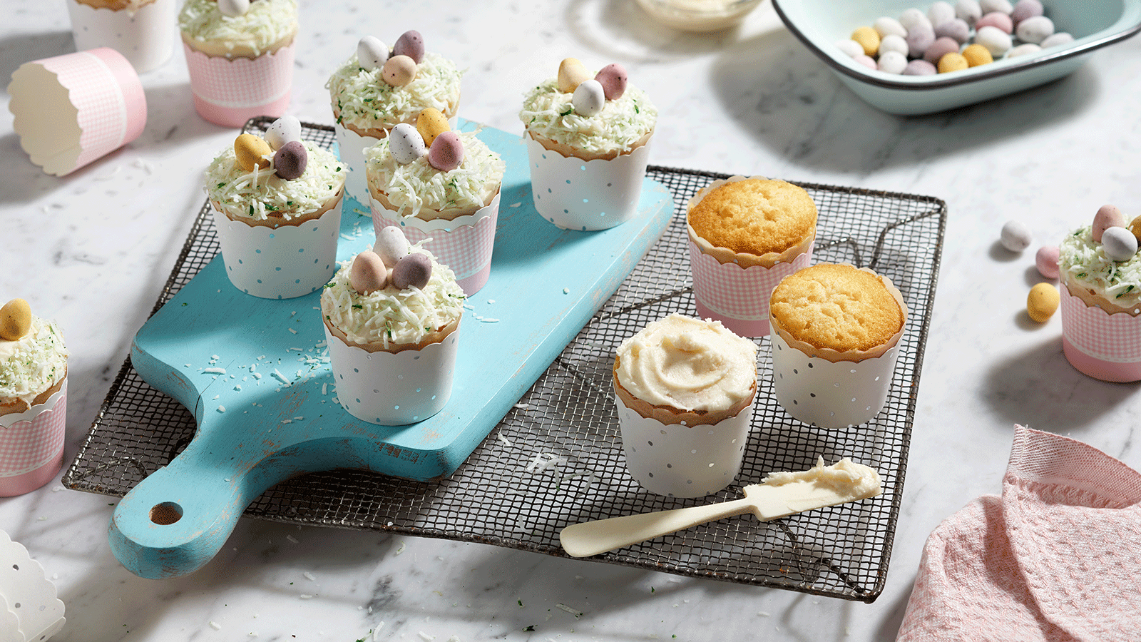 Easter egg nest cupcakes