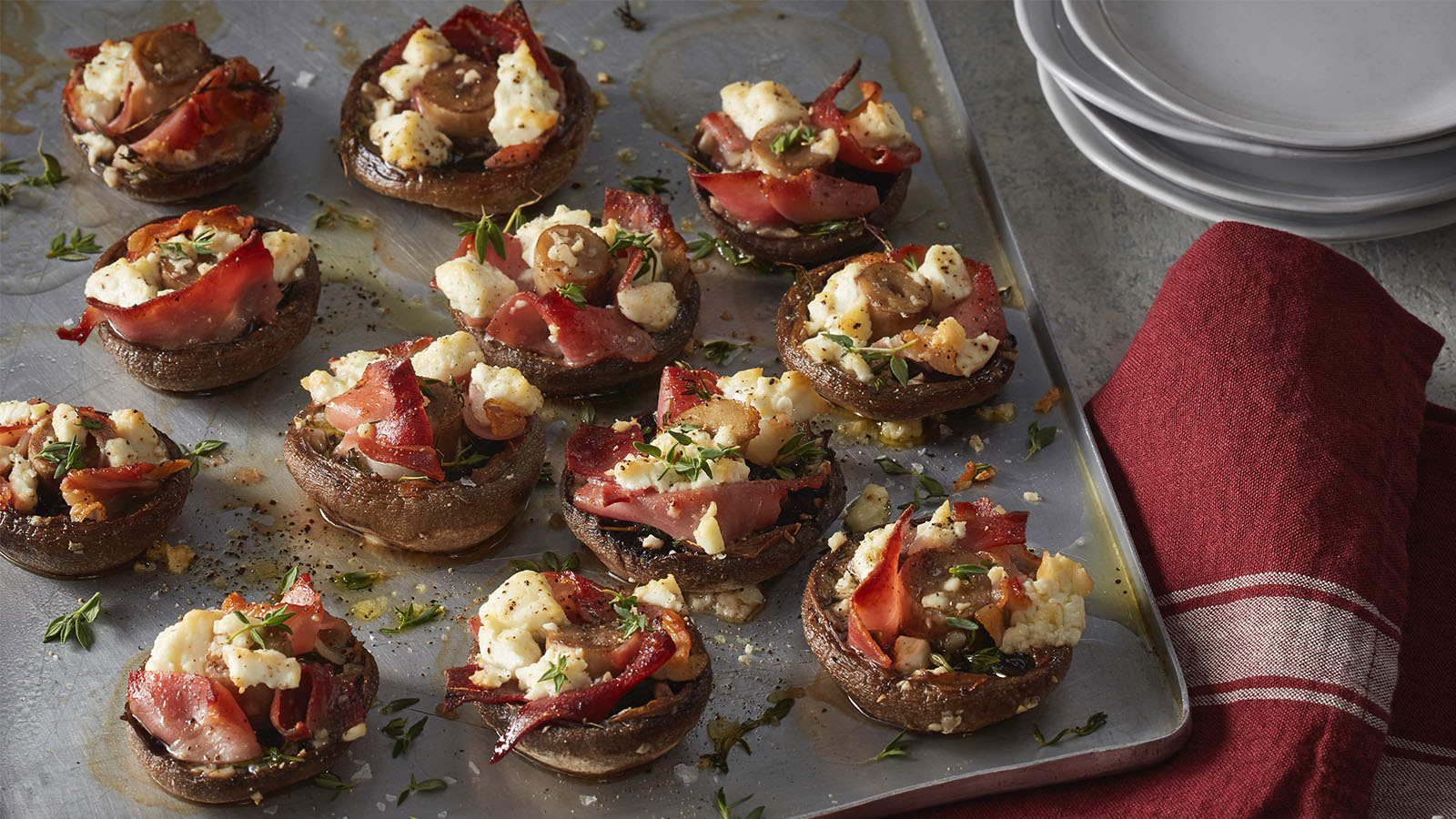 Grilled Garlic And Thyme Mushrooms With Feta And Prosciutto The Neff Kitchen