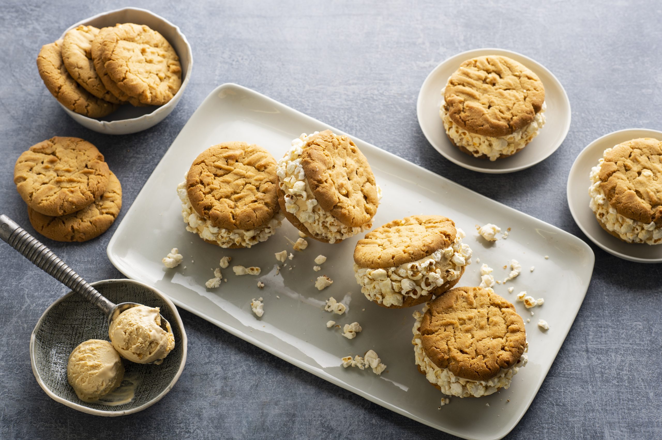 Caramel Ice Cream Sandwiches with Peanut Popcorn Biscuits The Neff