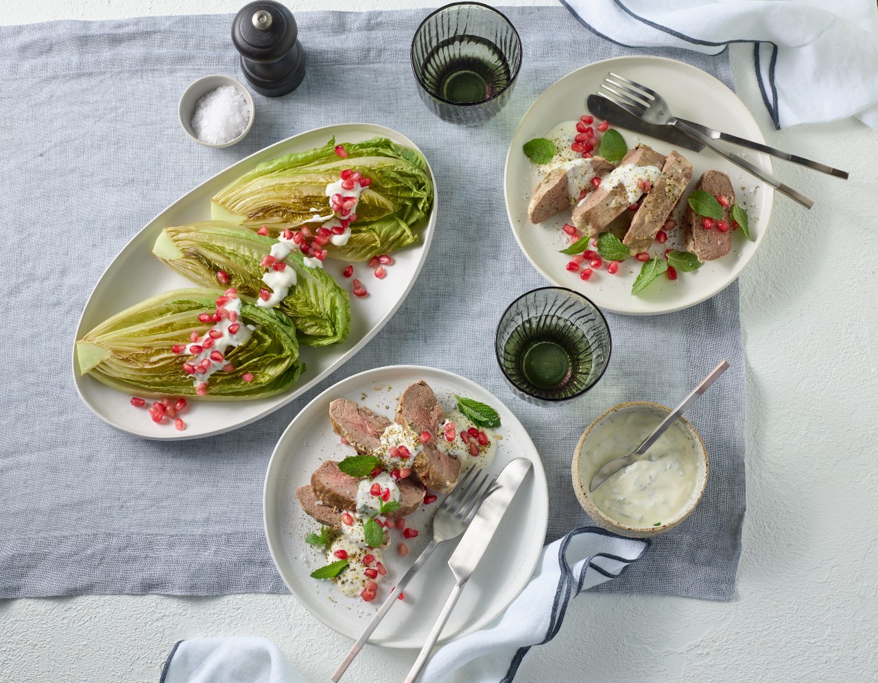 Lamb Rump With Spiced Yoghurt Sauce And Grilled Cos Lettuce The Neff Kitchen